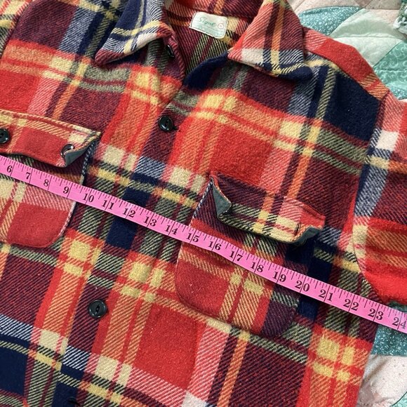 Vintage Sigal Shirt Red Plaid Wool Blend Lumberjack Camper Shacket - Picture 7 of 10